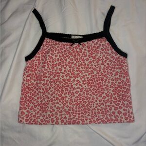 John Galt Pink Leopard Print Tank Top
